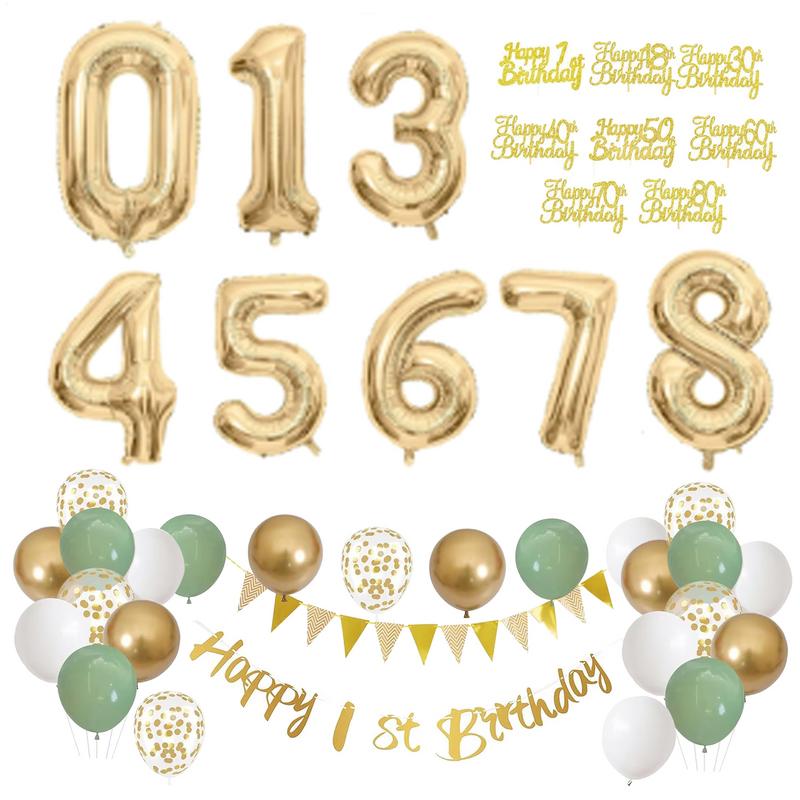 Party Banner Gold - 28 Pcs Birthday Decoration Set Foil