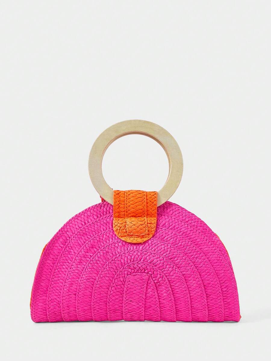 Ladies Round Wooden Arm Two-Co - Paper Straw Color ulasan dan harga