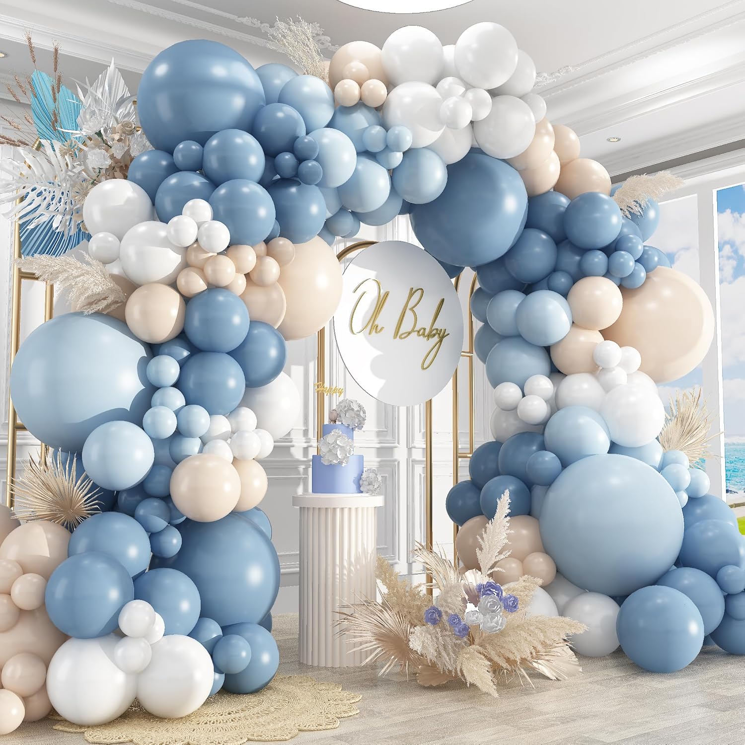 Dusty Blue Sand White Latex Ba - Balloon Arch Kit ulasan dan harga