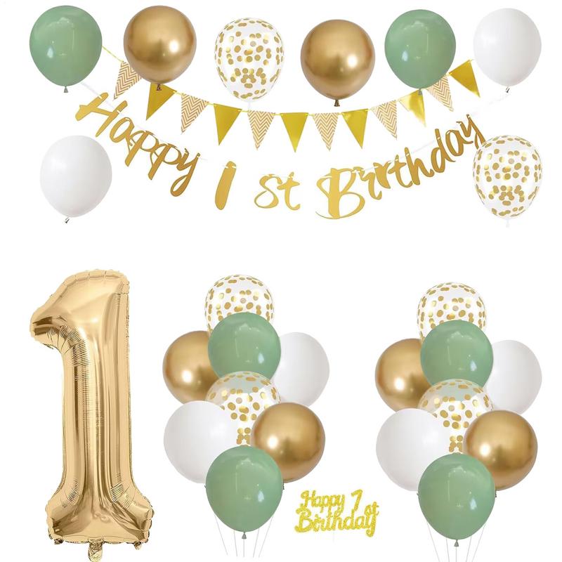 28 Pcs Birthday Decoration Set - Party Banner Gold ulasan dan harga