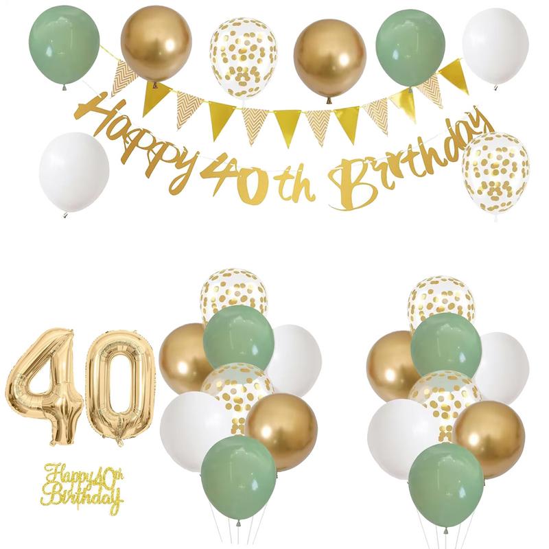 28 Pcs Birthday Decoration Set - Party Banner Gold ulasan dan harga