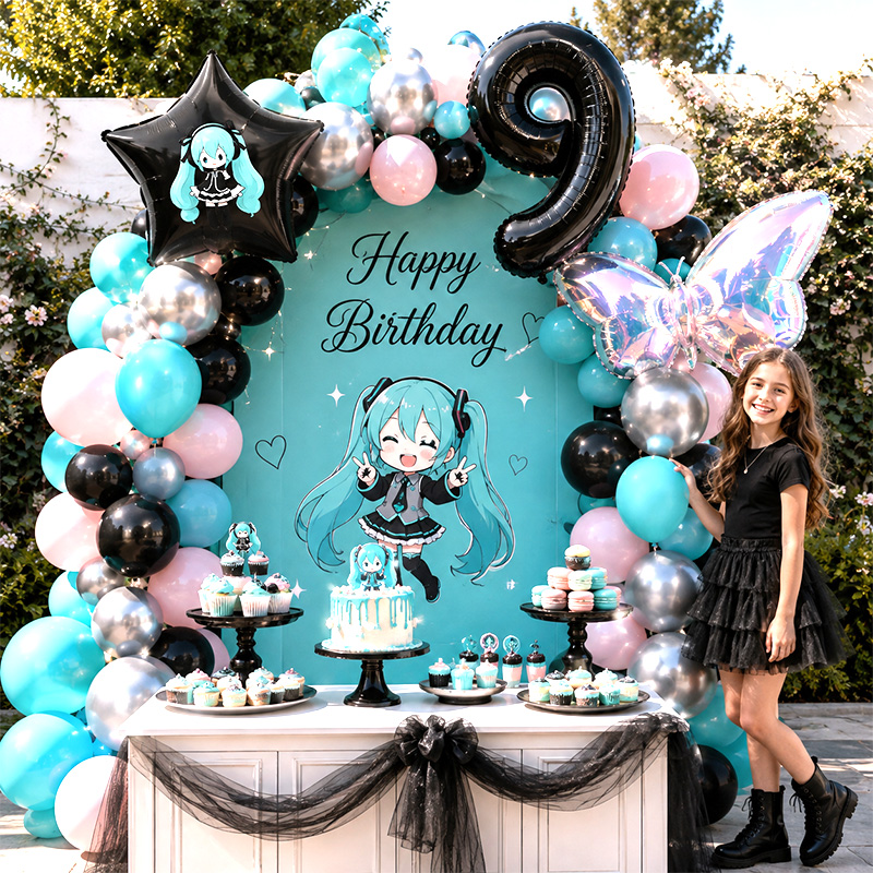 Miku Themed Balloon Arch Garla - Balloon Arch Kit ulasan dan harga