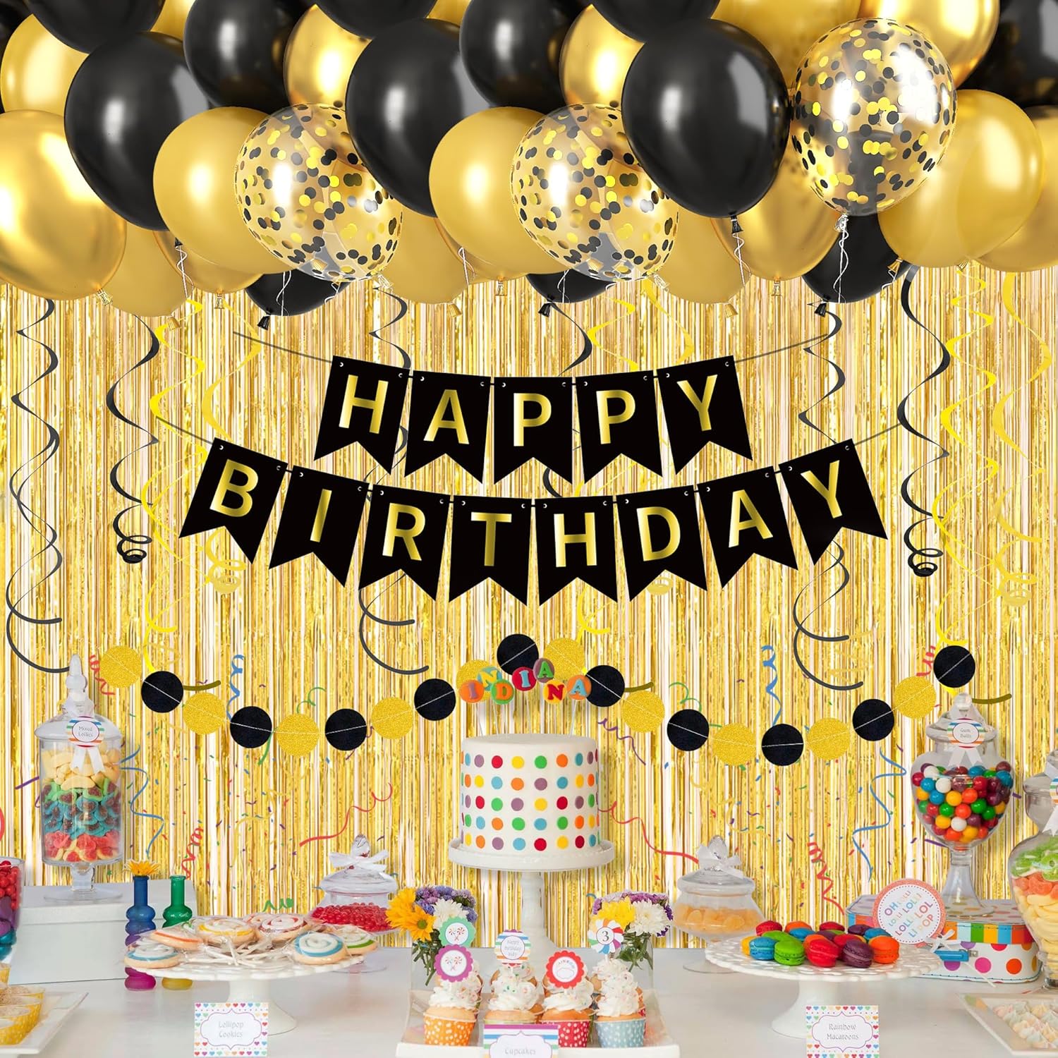 Black Gold Happy Birthday Deco - Party Banner Gold ulasan dan harga