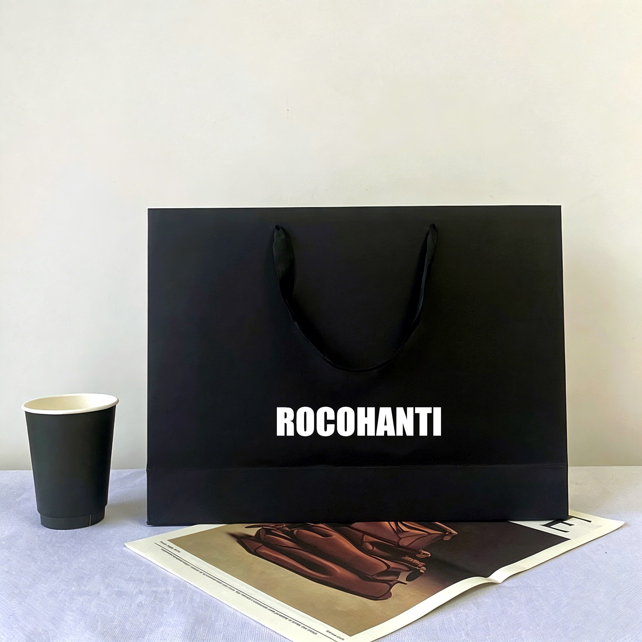 50pcs Recyclable Black Shoppin - Event Party Shop ulasan dan harga